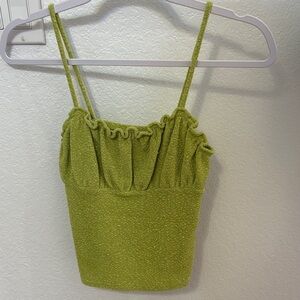 Green Ruffle Strap Top